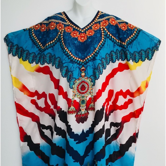 JESSICA TAYLOR Jewel and Animal Print CAFTAN Dress NWT One-Size - Picture 9 of 9